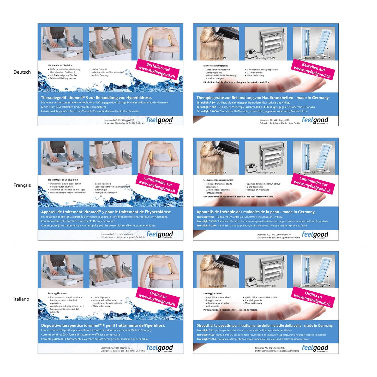 Bestellkarten Dermalight/Idromed
