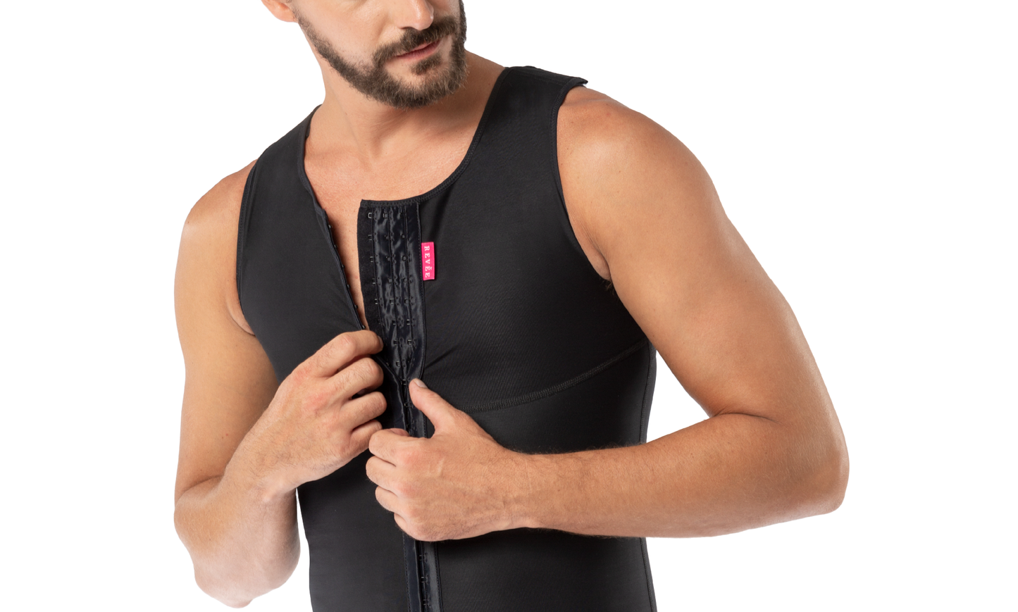 Corset for gynecomastia and flank liposuction – REV.031, Black, XS